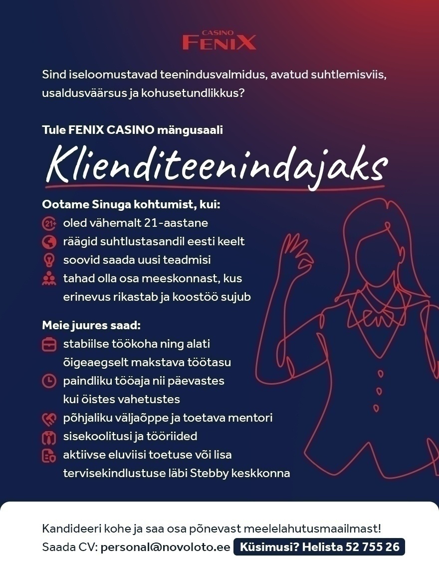 Novoloto OÜ Klienditeenindaja Tartu Fenix Casino