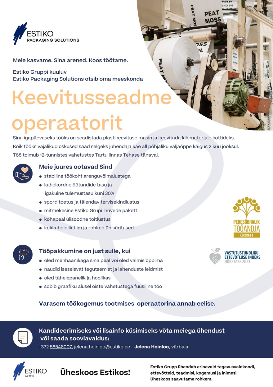 Estiko-Plastar Keevitusseadme operaator