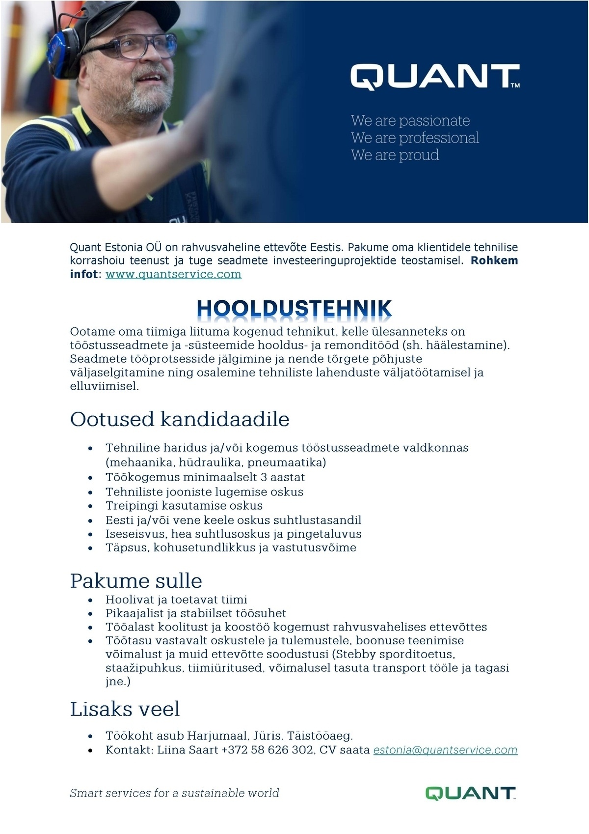 Quant Estonia OÜ Hooldustehnik
