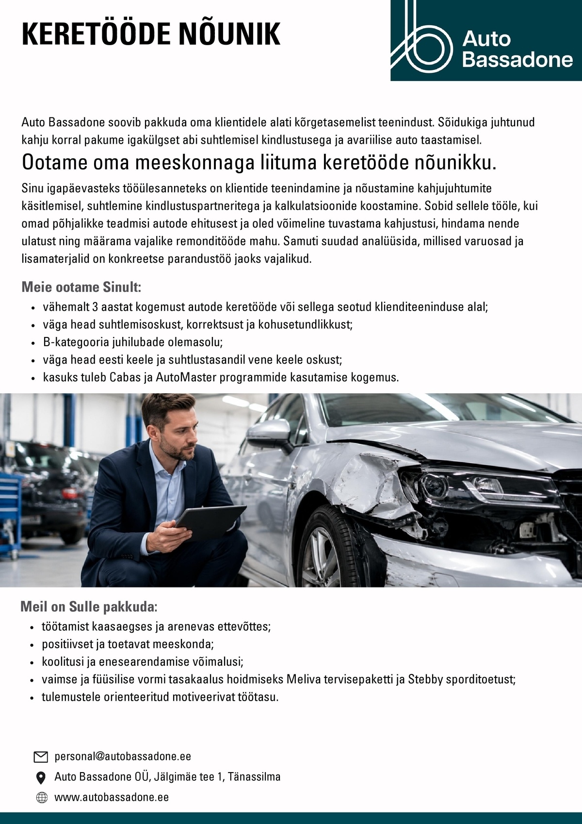 Auto Bassadone OÜ Keretööde nõunik
