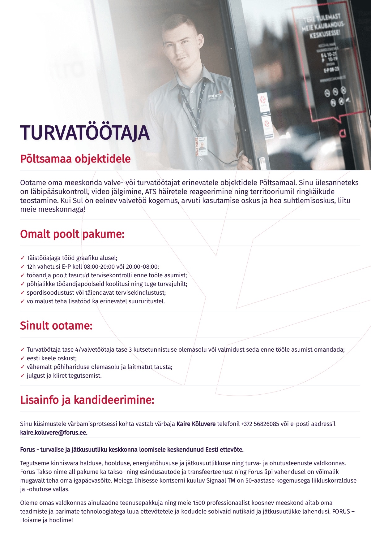 Forus Security AS Turvatöötaja Põltsamaa objektidele