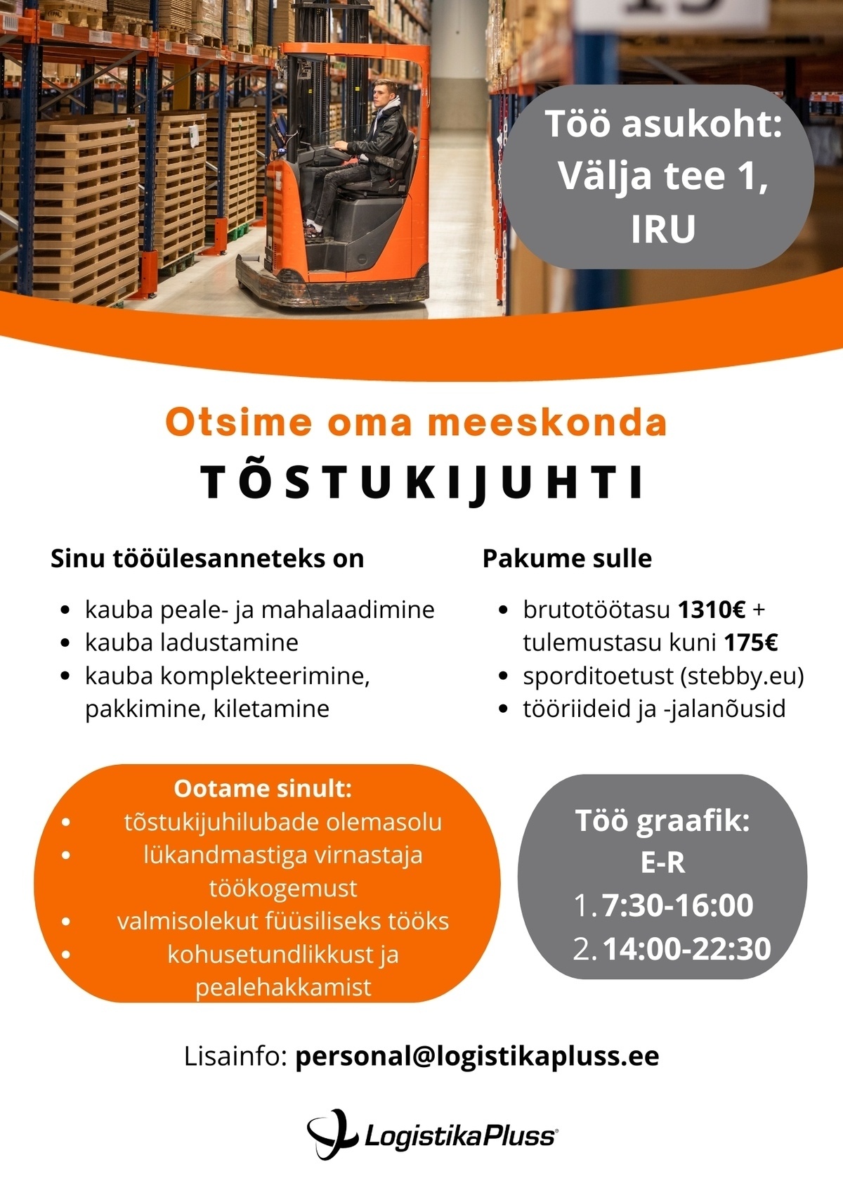 LOGISTIKA PLUSS OÜ Tõstukijuht