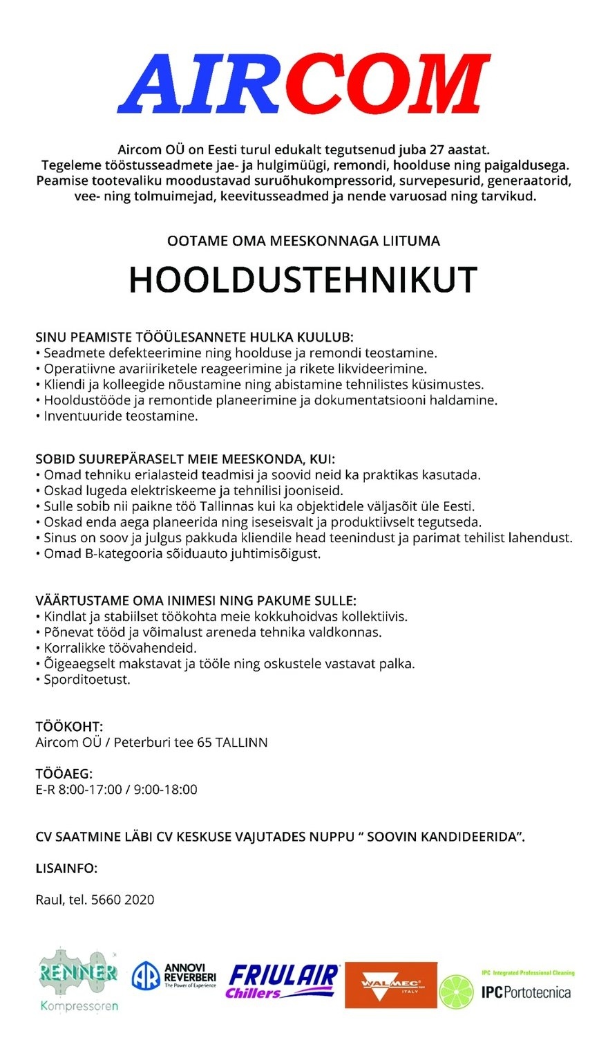 Aircom OÜ Hooldustehnik
