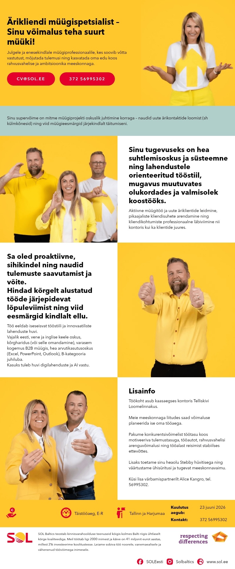 SOL Baltics OÜ Ärikliendi müügispetsialist – Sinu võimalus teha suurt müüki!