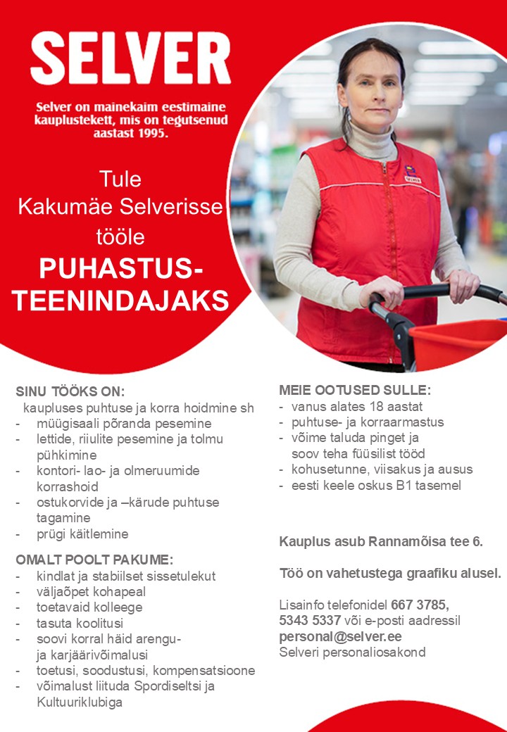 Selver Puhastusteenindaja Kakumäe Selveris