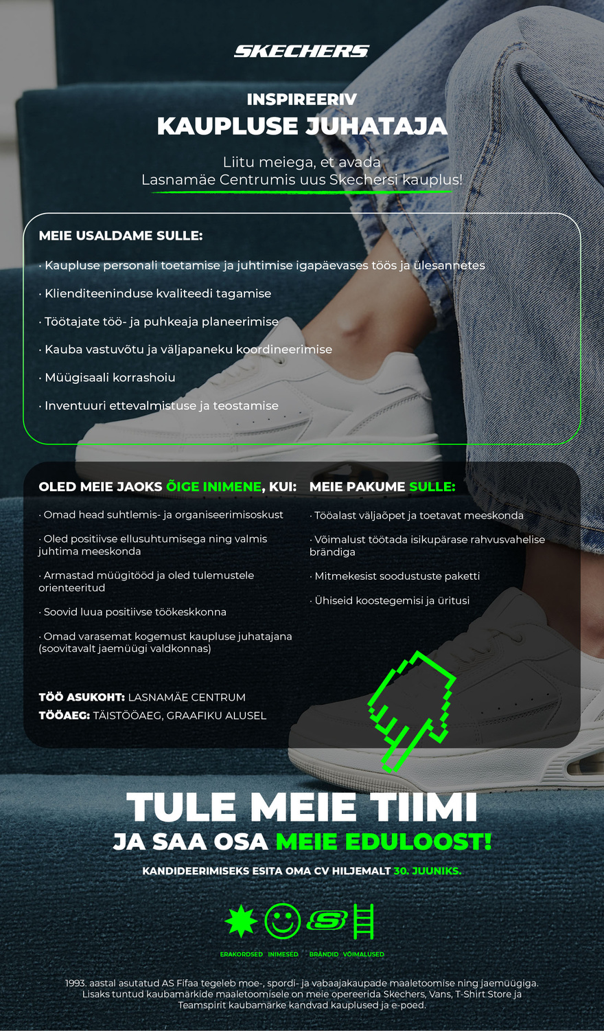 FIFAA AS Lasnamäe Centrumi Skechers kaupluse juhataja