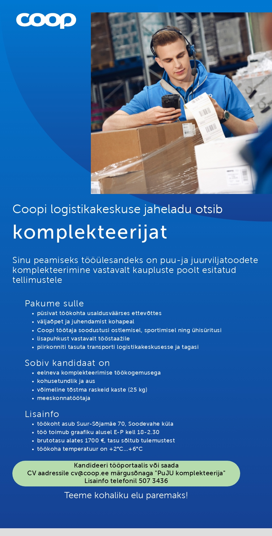 Coop Eesti Keskühistu Puu-ja juurvilja komplekteerija (jaheladu)