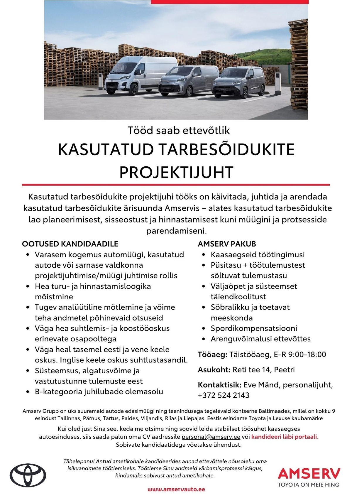 Amserv Auto OÜ Kasutatud tarbesõidukite projektijuht