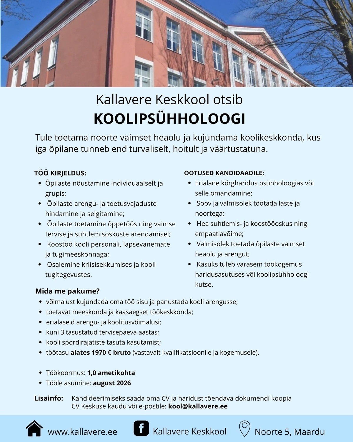Kallavere Keskkool Koolipsühholoog