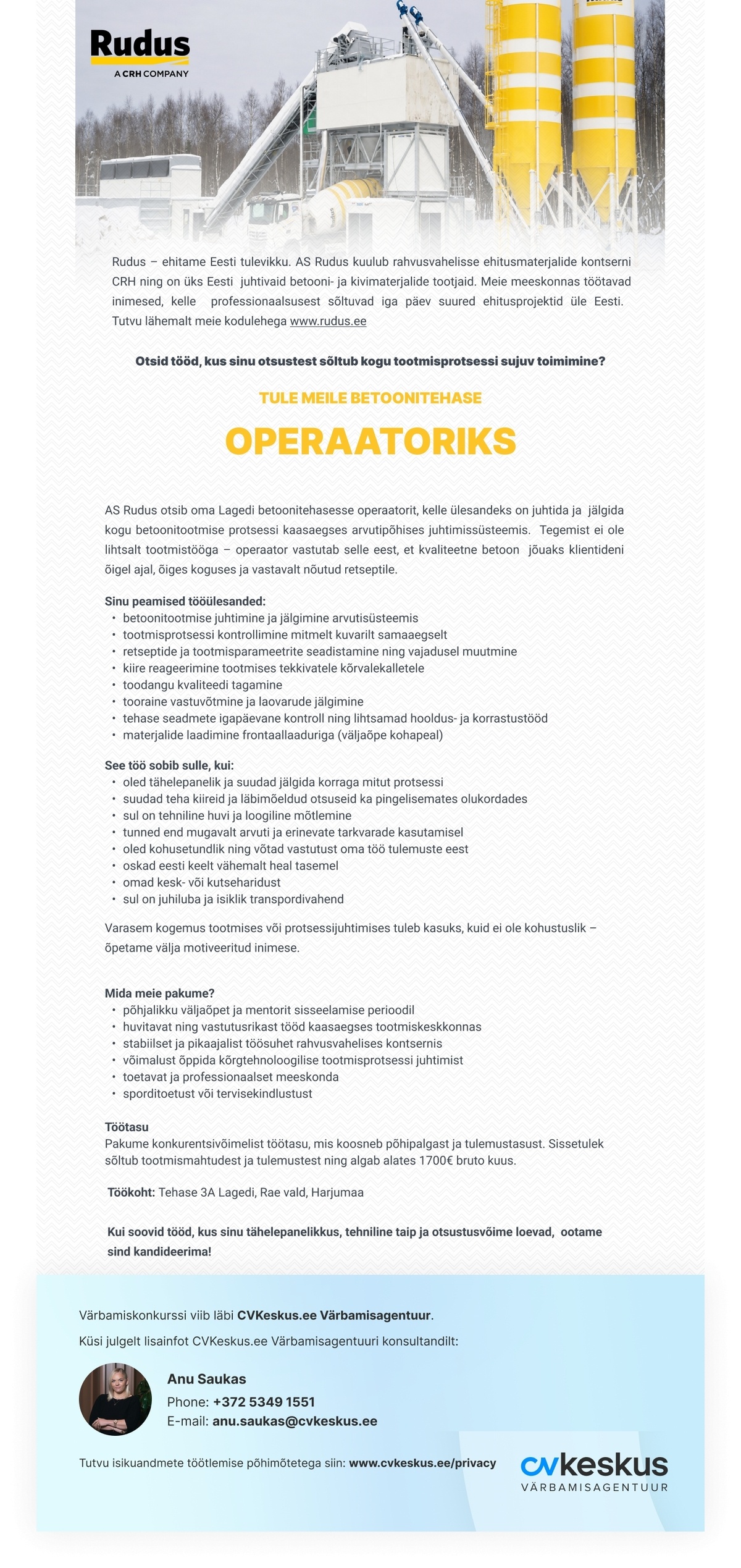 Rudus AS BETOONITEHASE OPERAATOR