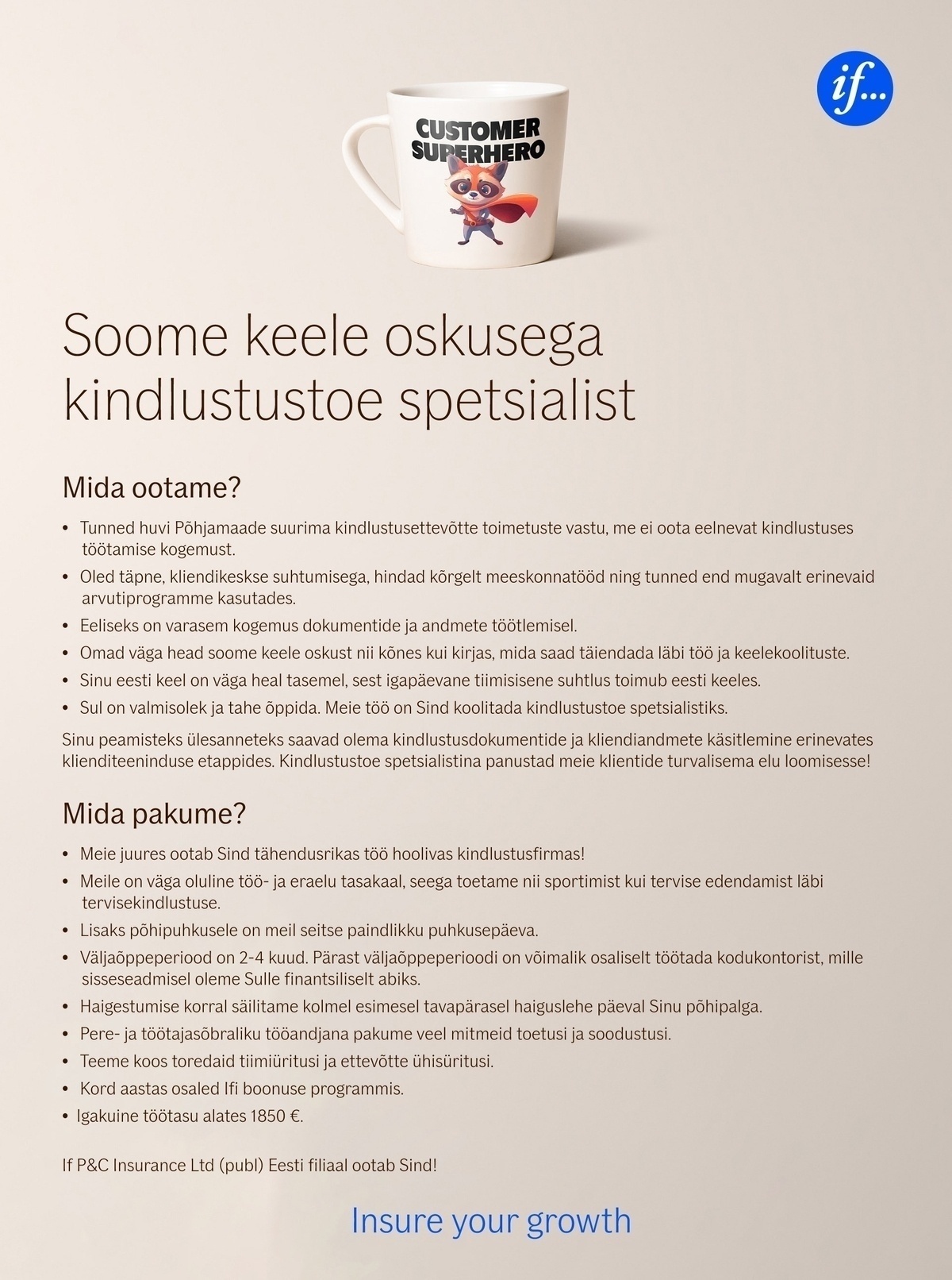 If P&C Insurance AS Soome keele oskusega kindlustustoe spetsialist