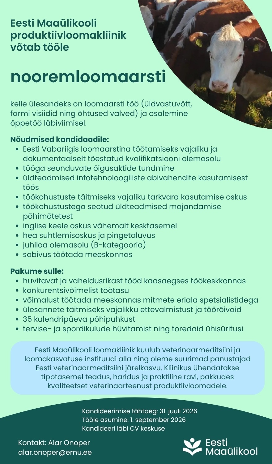 Eesti Maaülikool Nooremloomaarst