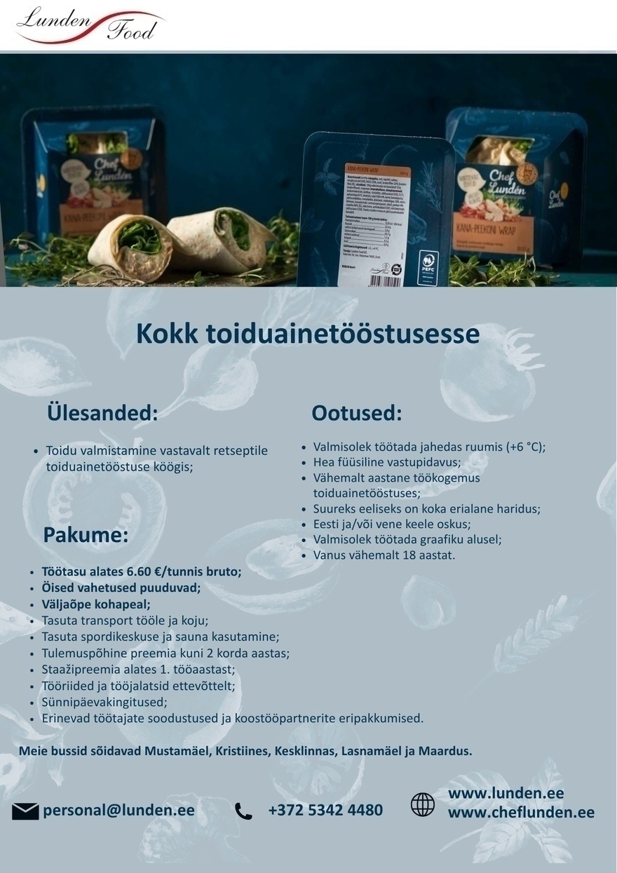 Lundend Food OÜ Kokk