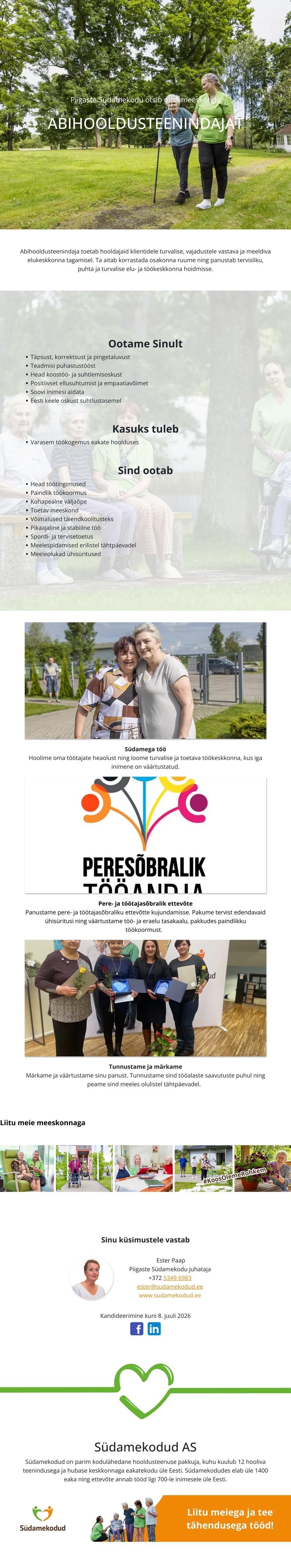 Piigaste Südamekodu OÜ Abihooldusteenindaja Piigaste Südamekodusse