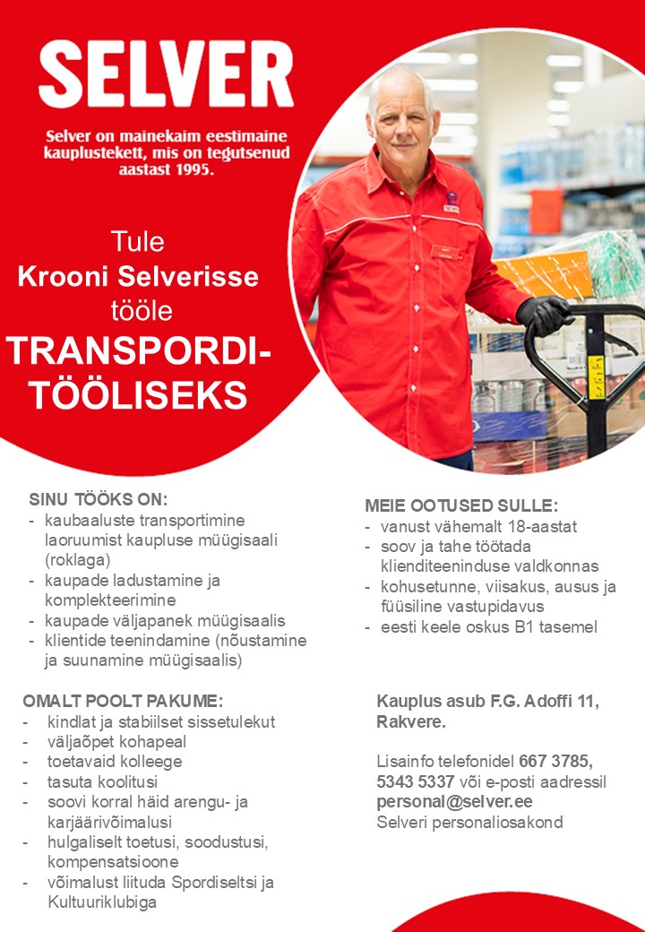Selver Transporditööline Krooni Selveris