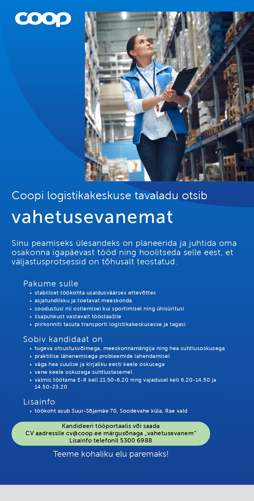 Coop Eesti Keskühistu Vahetusevanem (tavaladu)