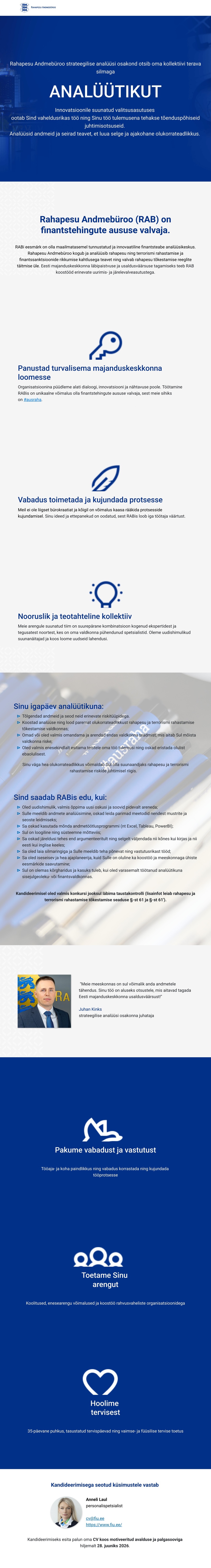 Rahapesu Andmebüroo Analüütik