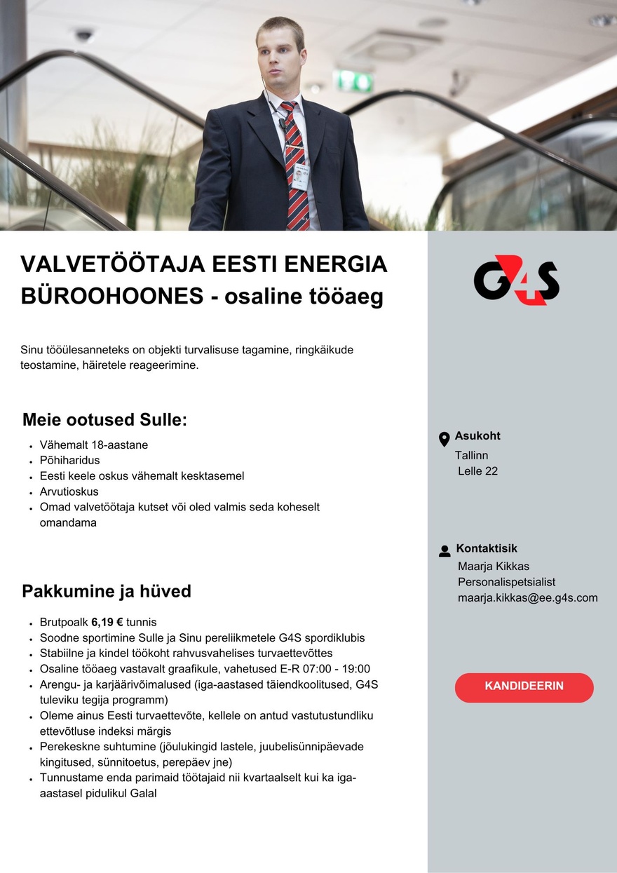 AS G4S Eesti Valvetöötaja Eesti Energia büroohoones