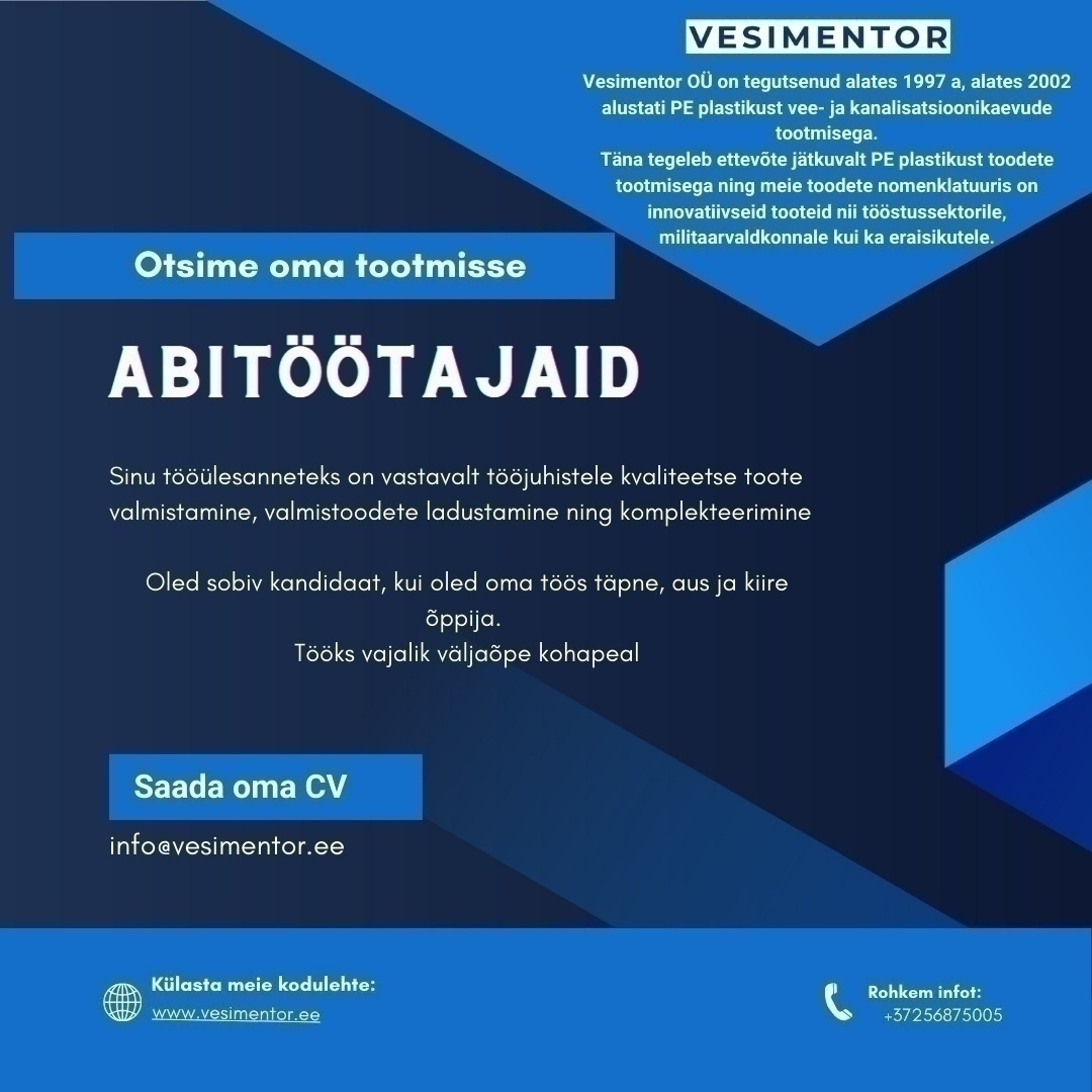 Vesimentor OÜ Tootmise abitööline