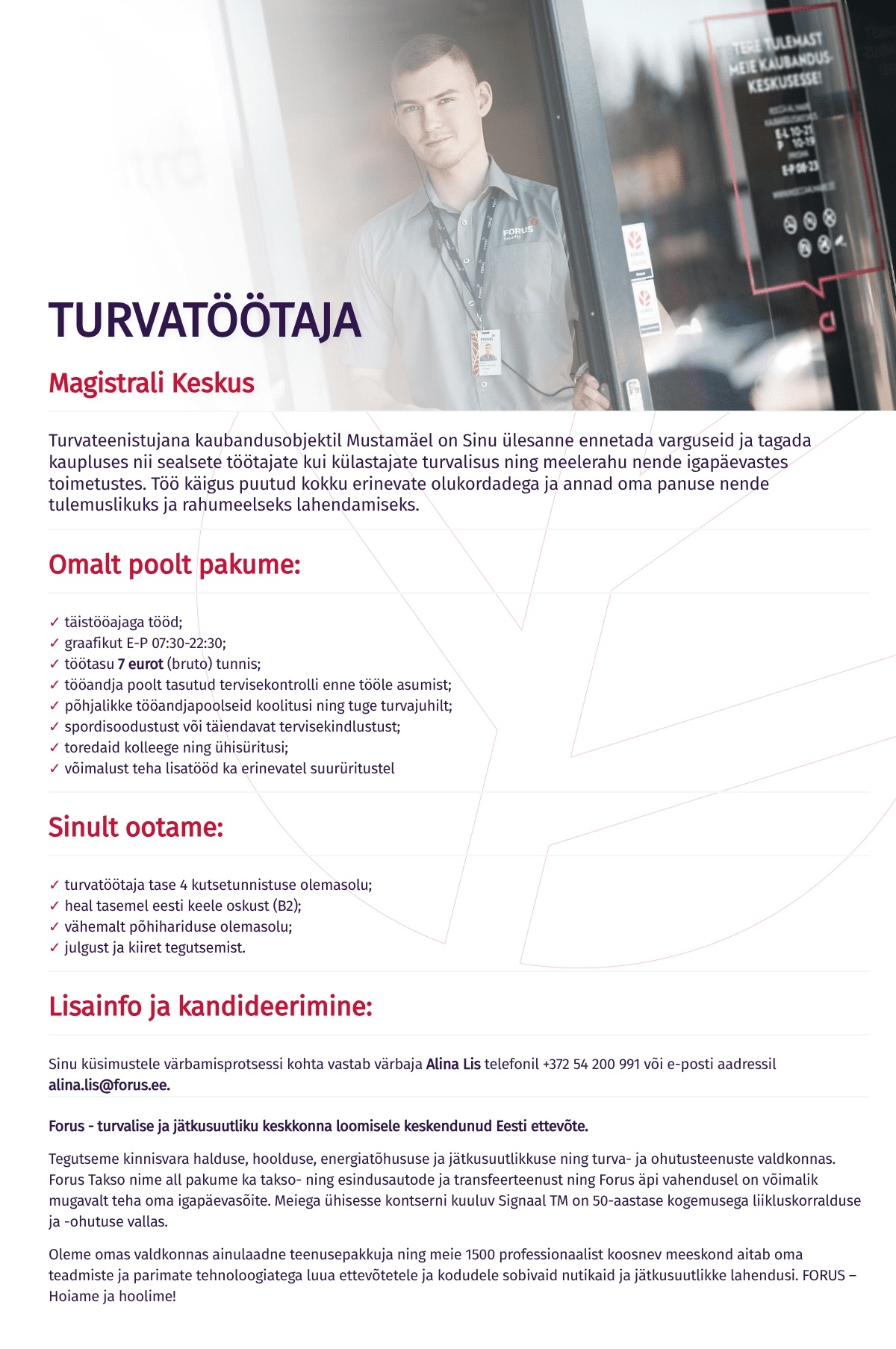 Forus Security AS Turvatöötaja Magistali keskuses
