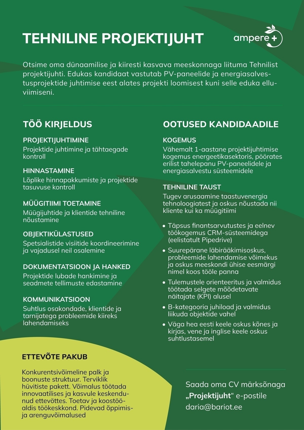 Ampere Plus OÜ Tehniline projektijuht