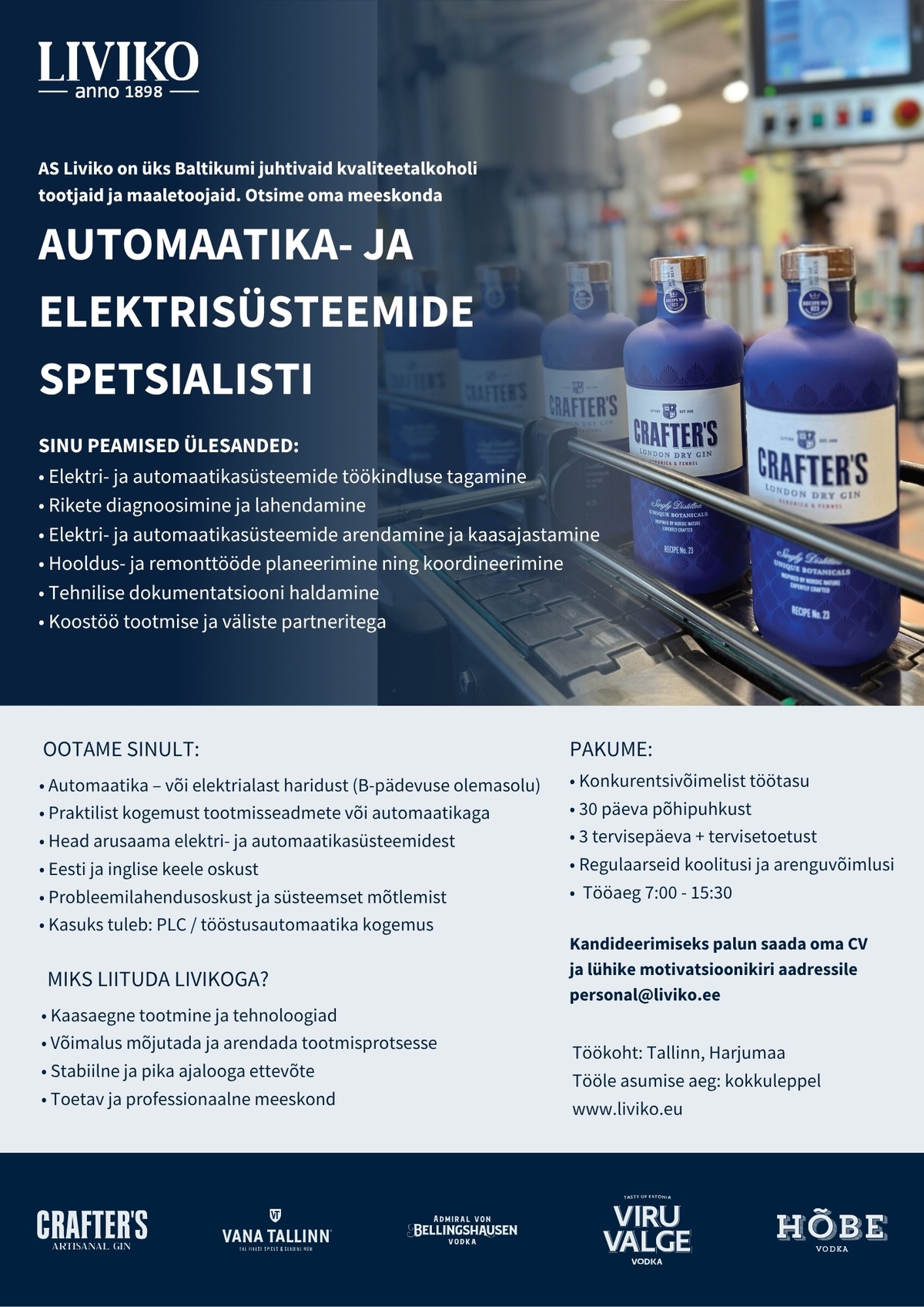 Liviko AS Automaatika- ja elektrisüsteemide spetsialist