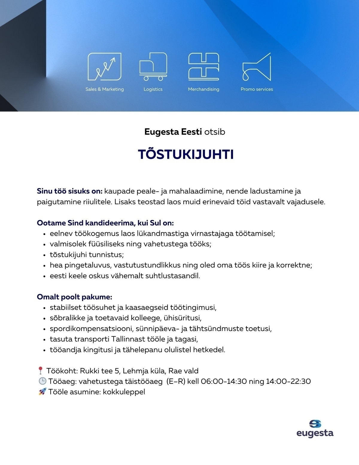 Eugesta Eesti OÜ Tõstukijuht