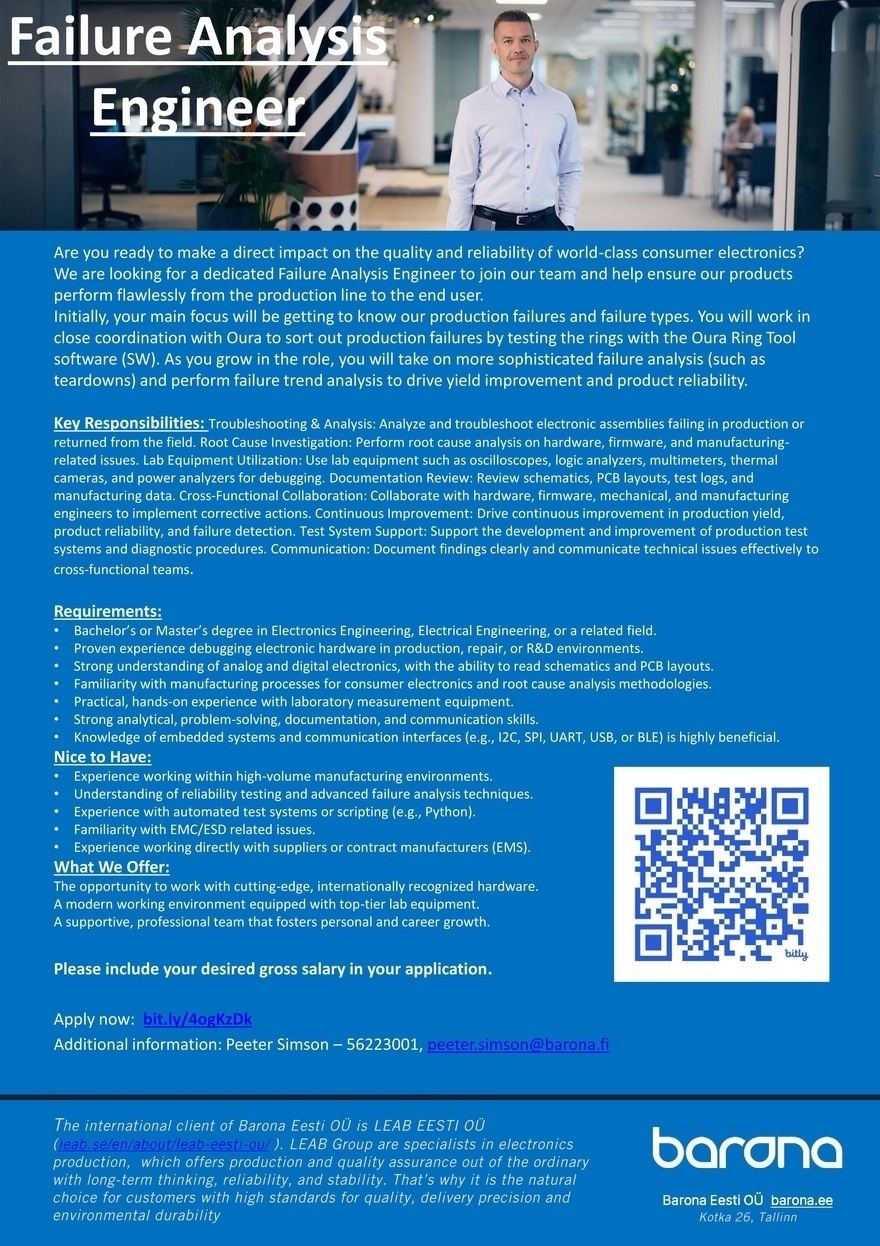 Barona Eesti OÜ Failure Analysis Engineer