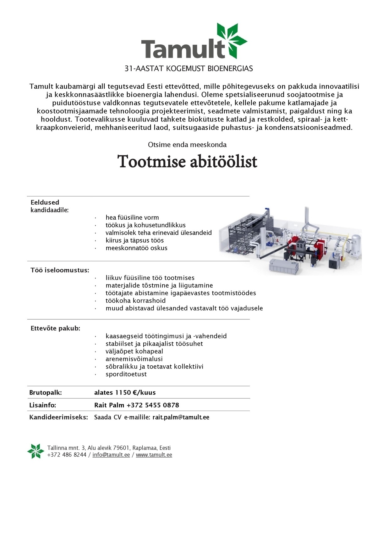 Tamult Tootmine OÜ Abitööline