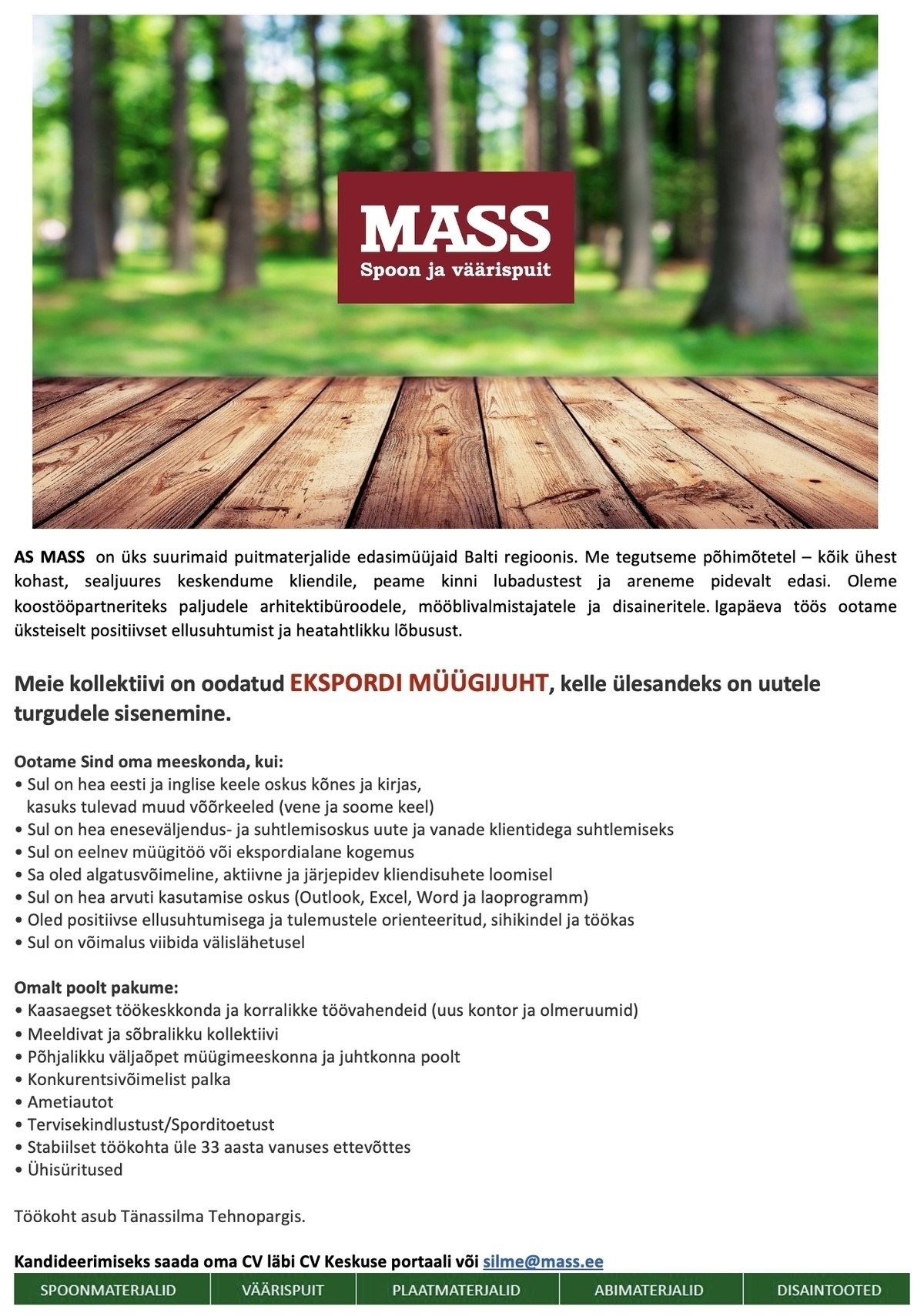 Mass AS Ekspordi müügijuht