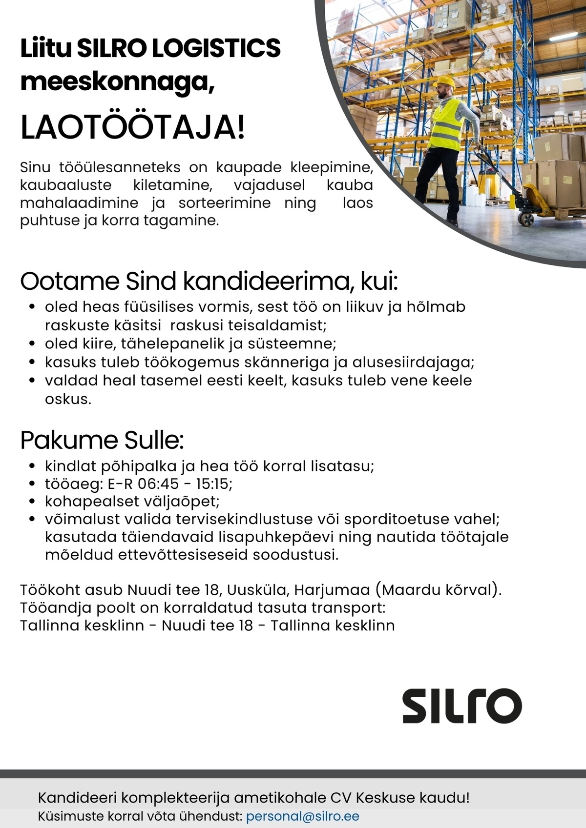 Silro Logistics OÜ Laotöötaja