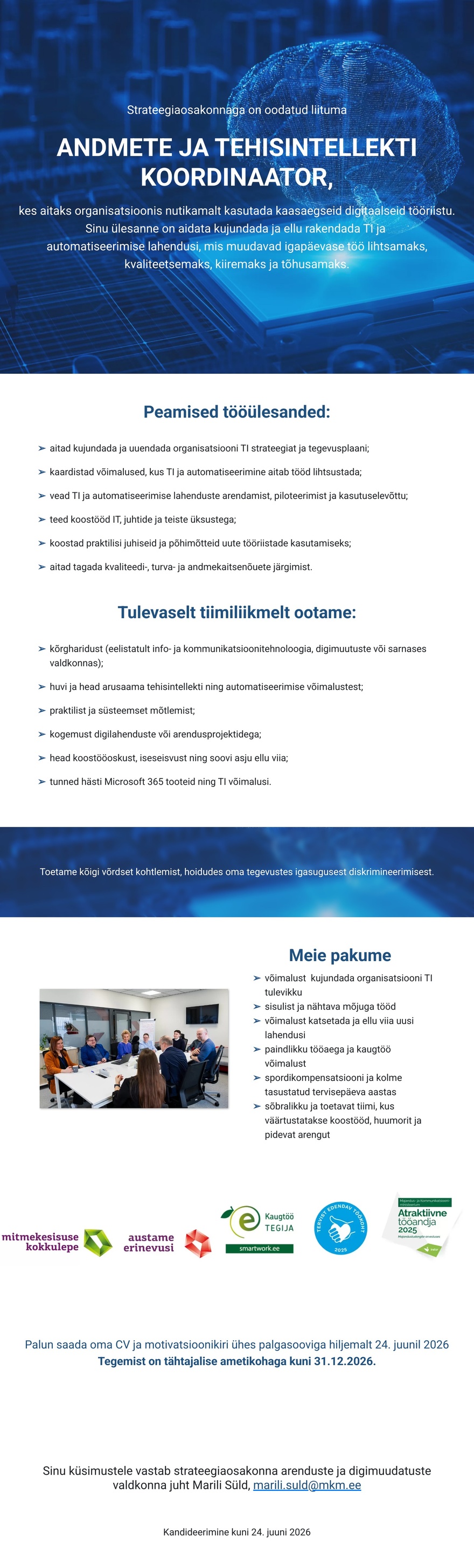 Majandus- ja kommunikatsiooniministeerium Andmete ja tehisintellekti koordinaator