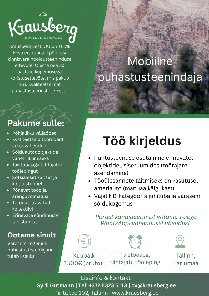 Krausberg Eesti OÜ Mobiilne puhastusteenindaja