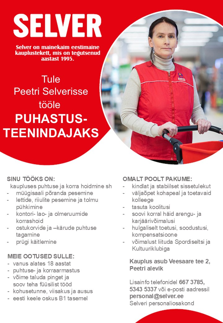 Selver Puhastusteenindaja Peetri Selveris
