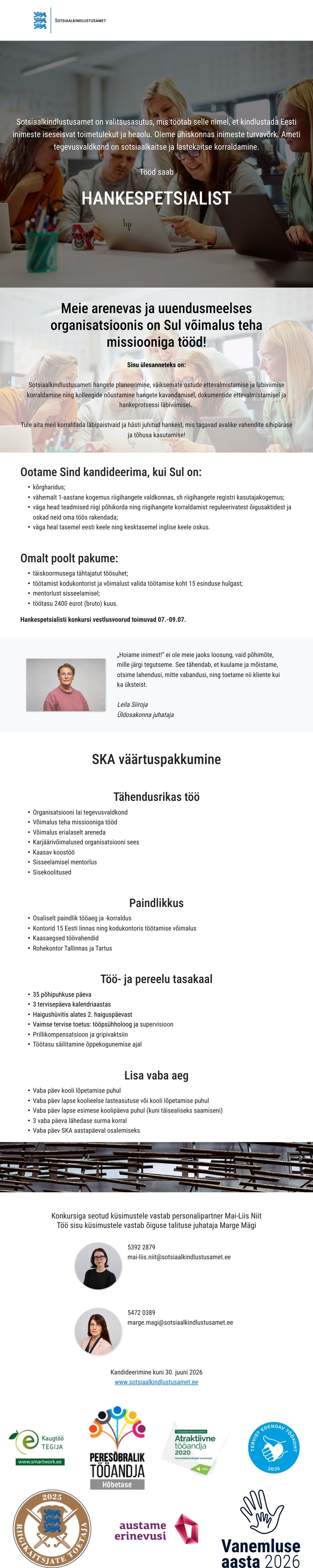 Sotsiaalkindlustusamet Hankespetsialist