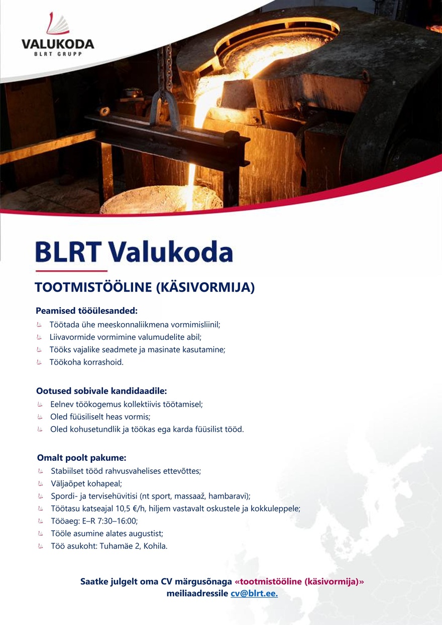 BLRT Valukoda Tootmistööline (käsivormija)