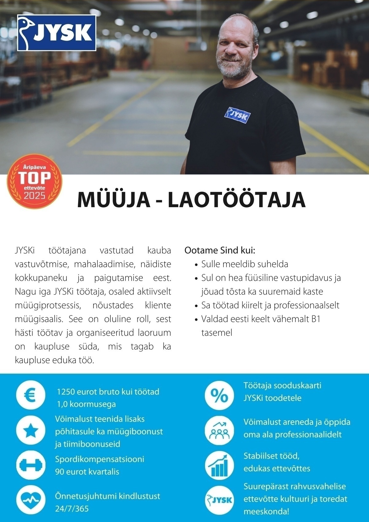 JYSK Linnen'n Furniture OÜ Müüja - laotöötaja Pärnu JYSK