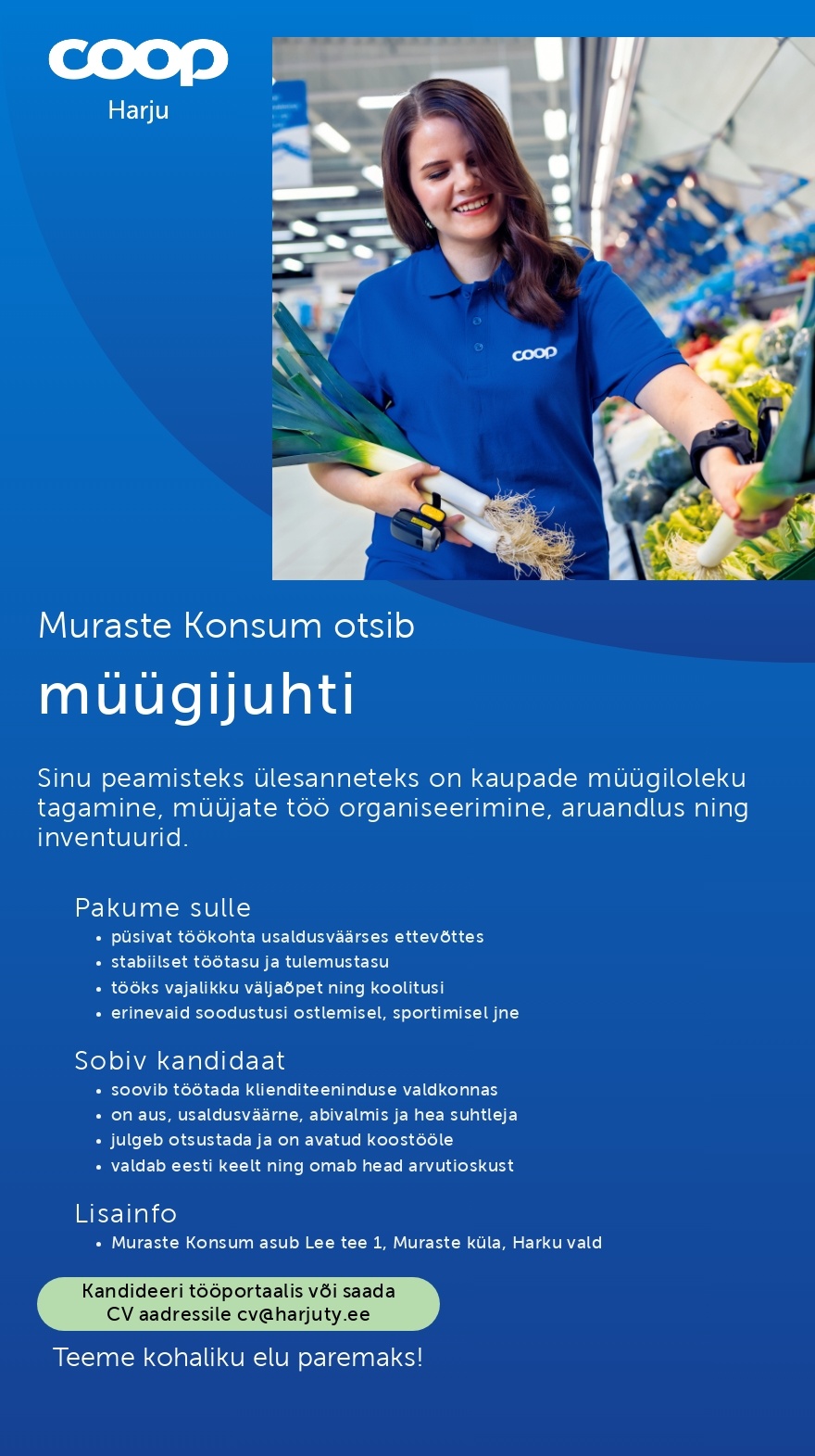 Harju Tarbijate Ühistu Müügijuht Muraste Konsumisse (Coop Harju)