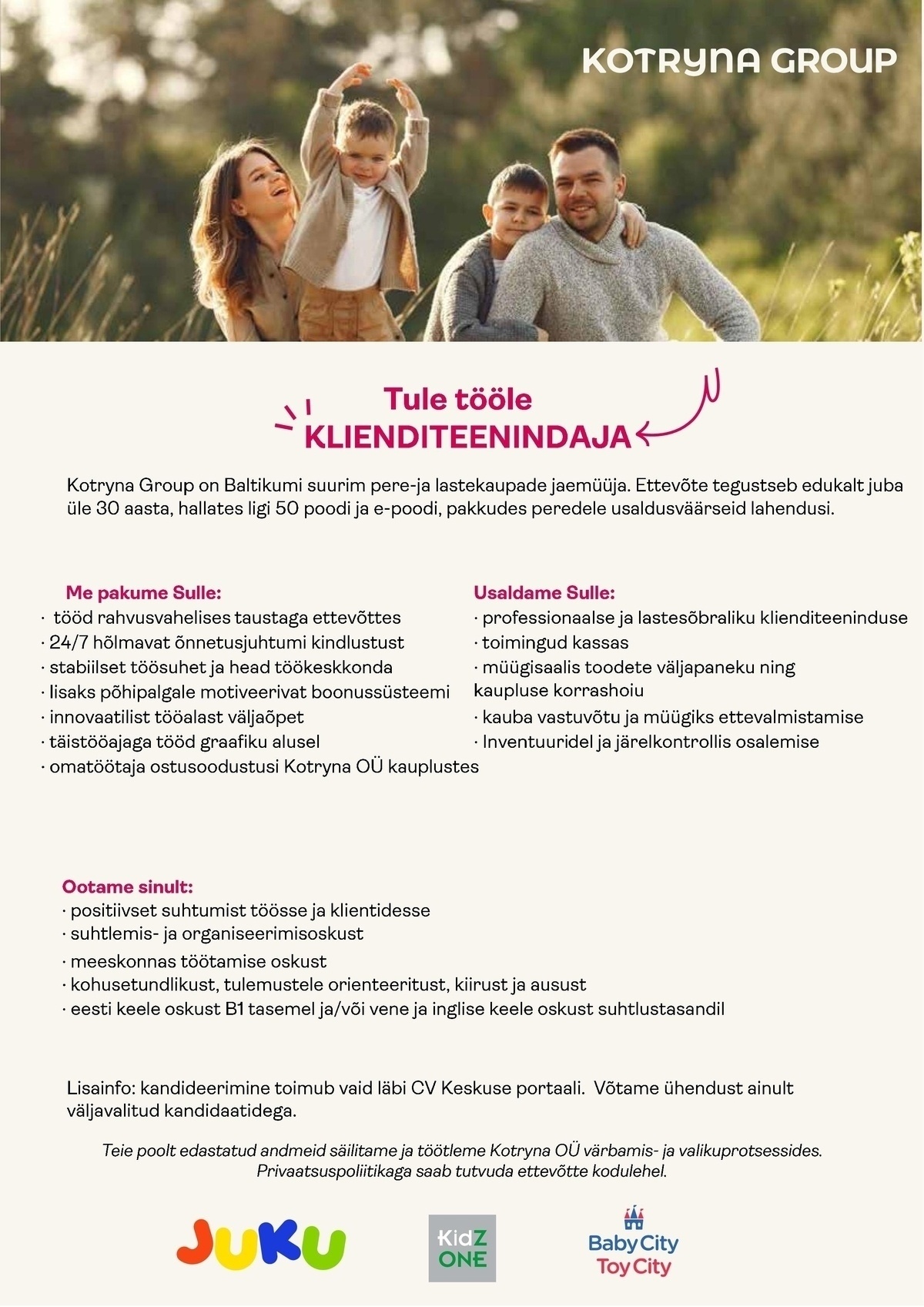 Kotryna OÜ Lõunakeskuse JUKU/BabyCity kaupluse klienditeenindaja