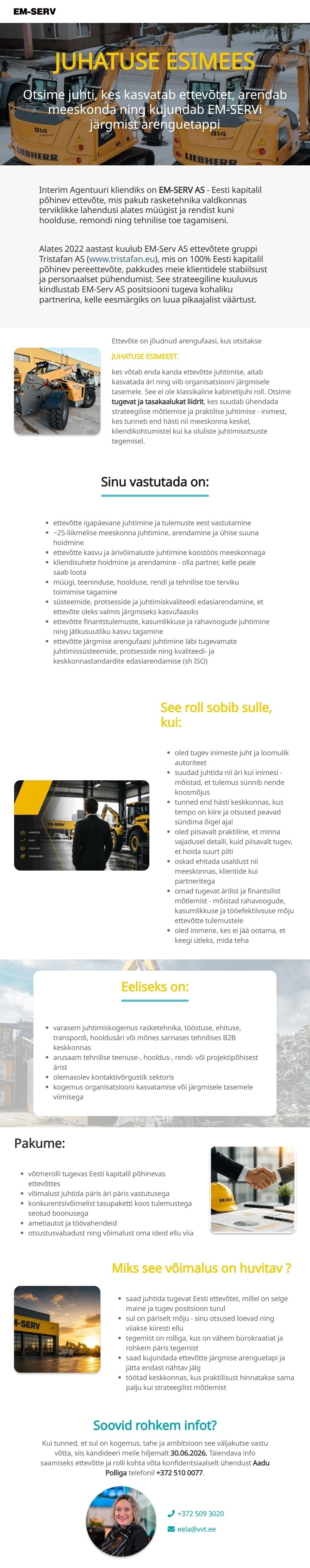 INTERIM AGENTUUR VVT OÜ EM-SERV juhatuse esimees