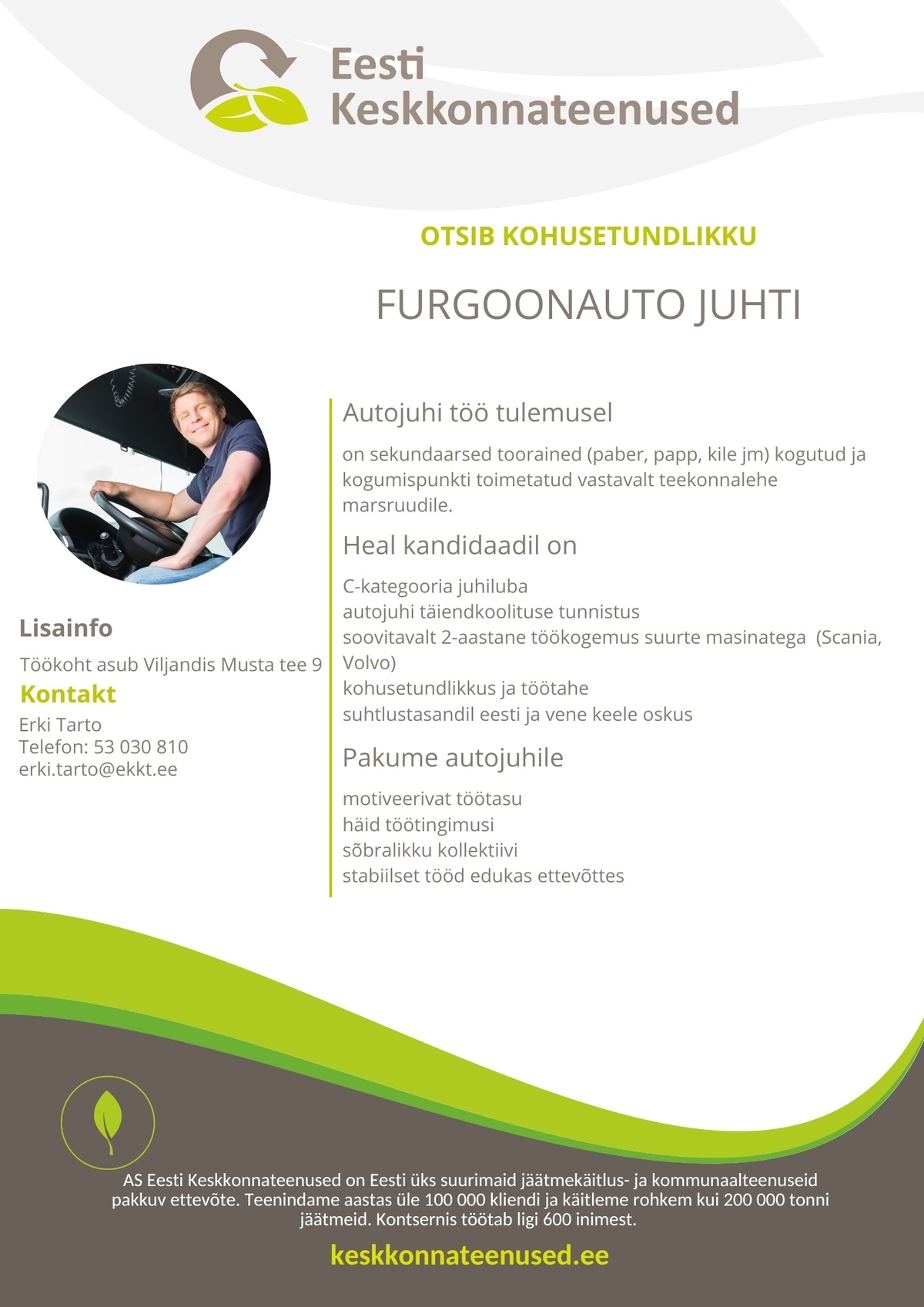Eesti Keskkonnateenused AS Furgoonauto juht