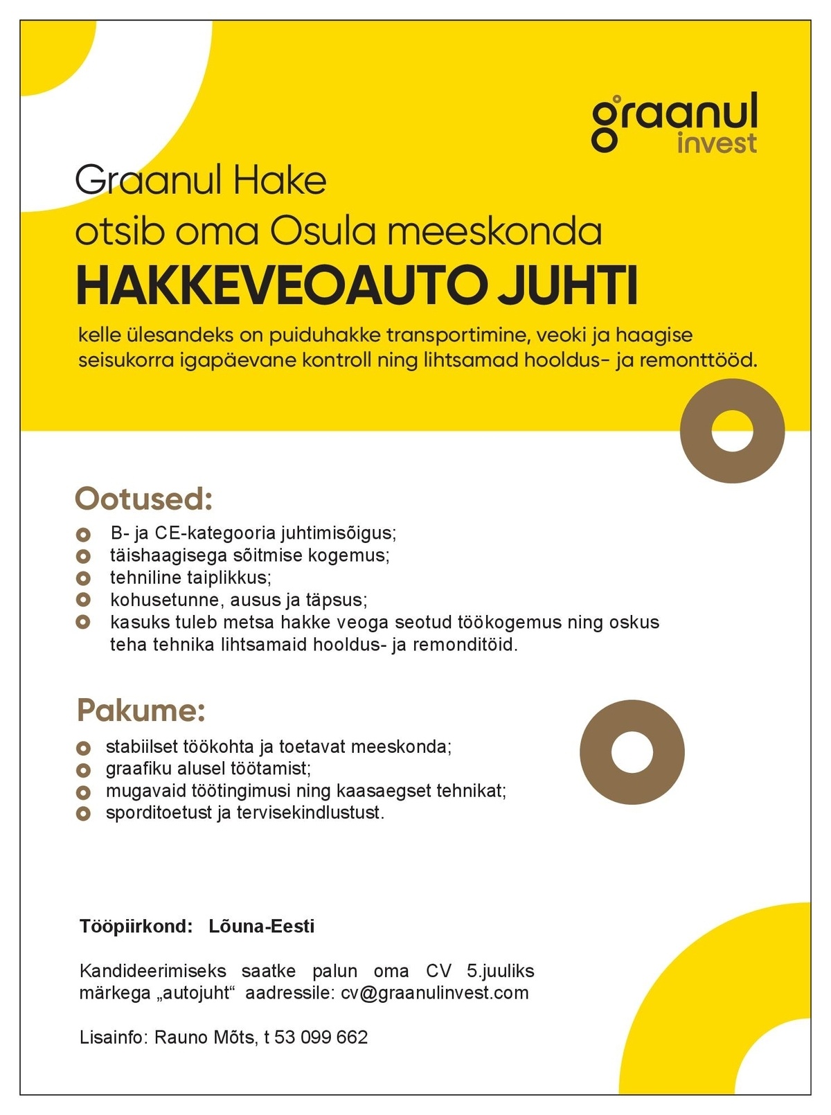 Graanul Hake AS Hakkeveoauto juht