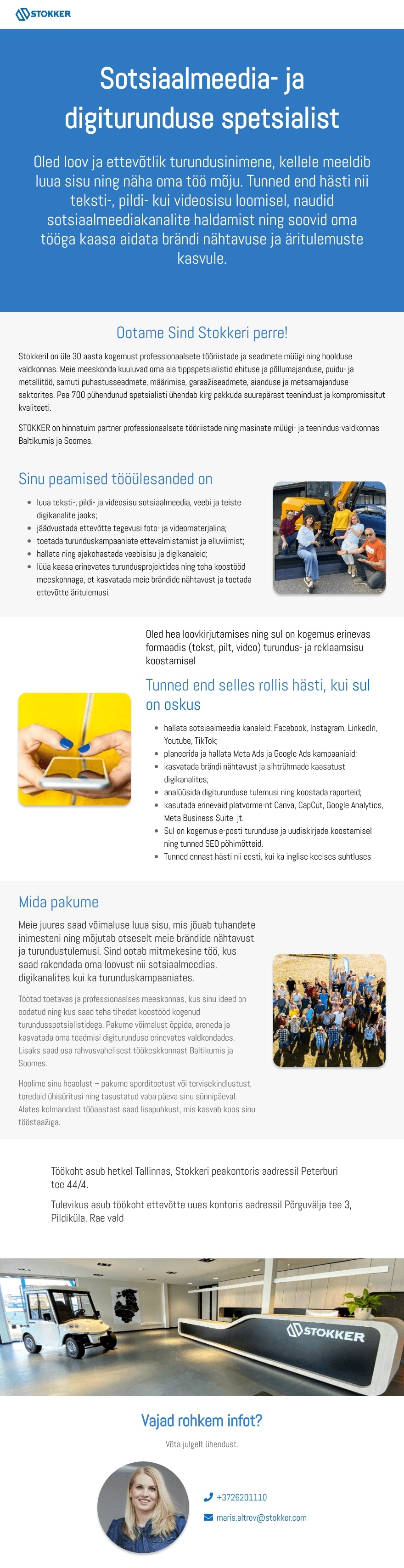 AS Stokker Sotsiaalmeedia ja digiturunduse spetsialist