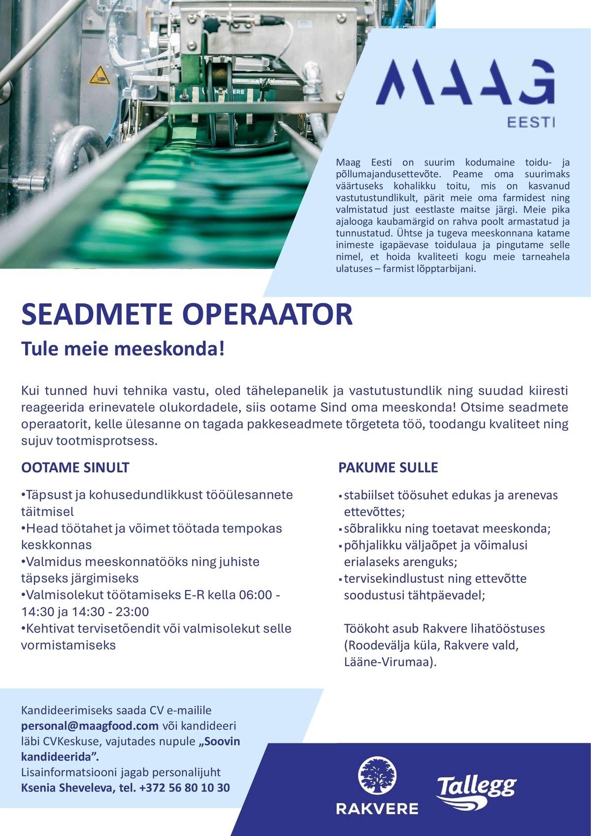 Maag Eesti AS Seadmete operaator