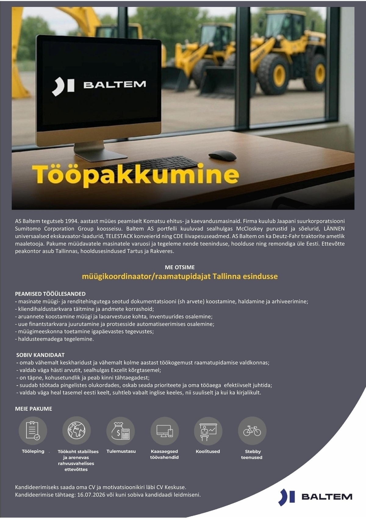 AS Baltem Müügikoordinaator / raamatupidaja