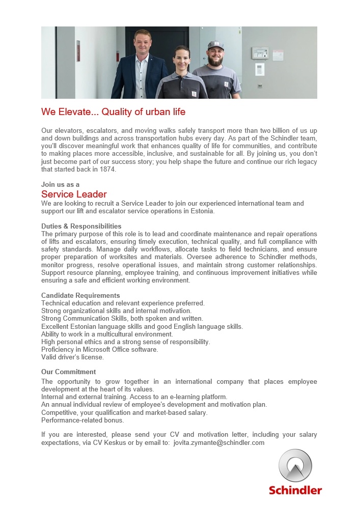 OÜ Schindler liftid Service Leader