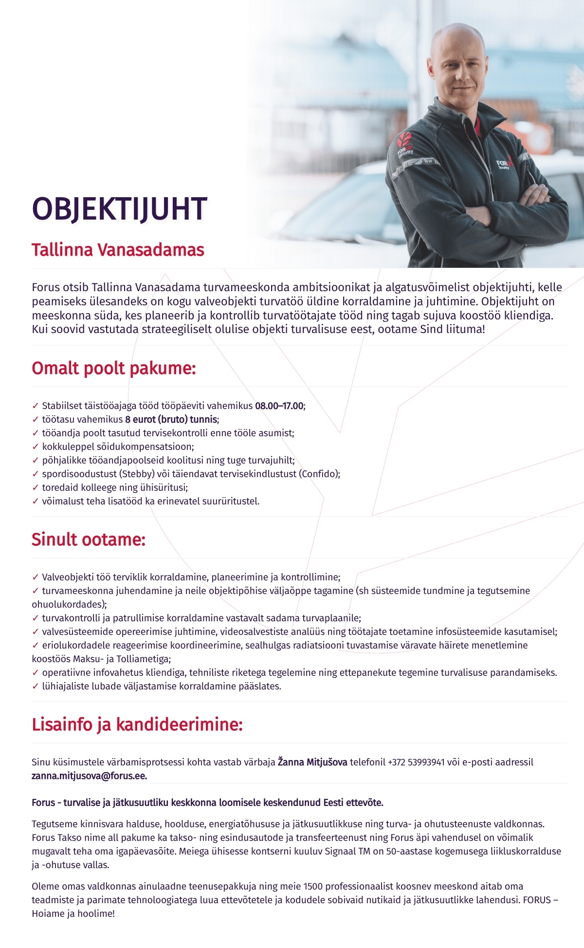 Forus Security AS Objektijuht Tallinna Vanasadamas