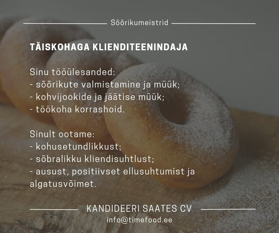 TIMEFOOD OÜ Klienditeenindaja