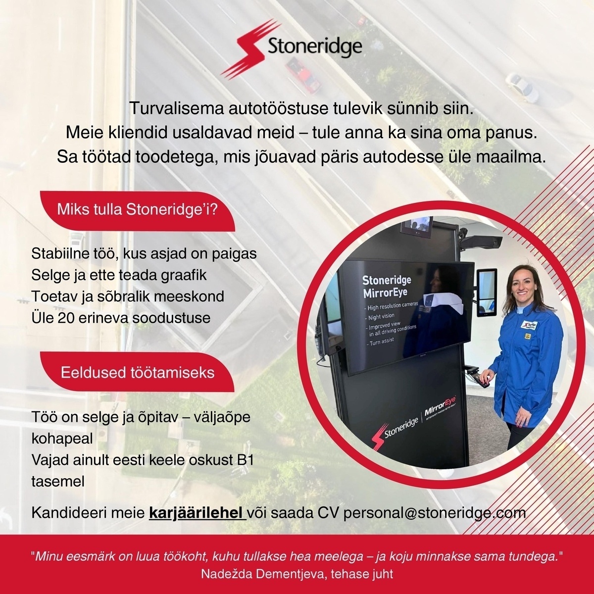 Stoneridge Electronics AS Elektroonikaseadmete koostaja